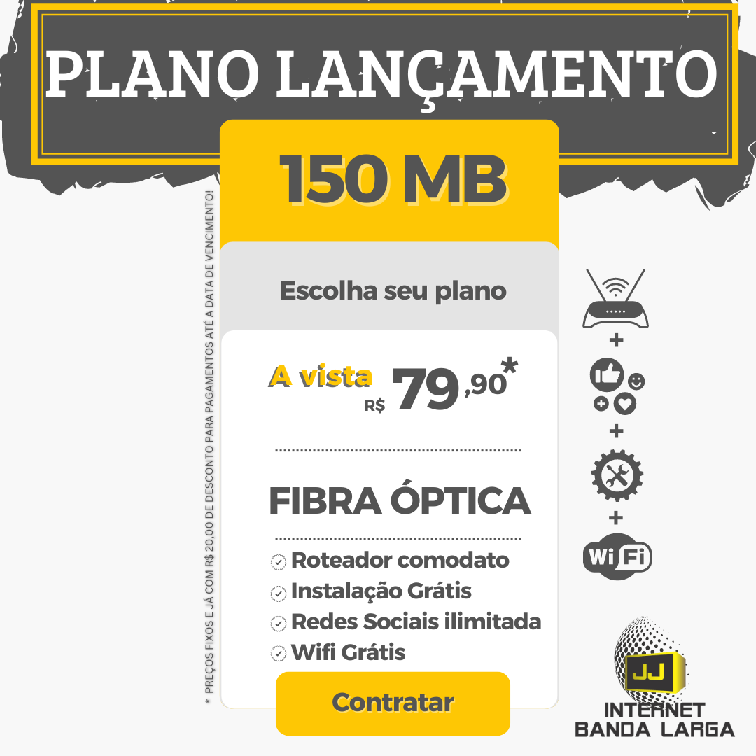 Internet Fibra Ultra 150 Megas por Apenas R$79,90!