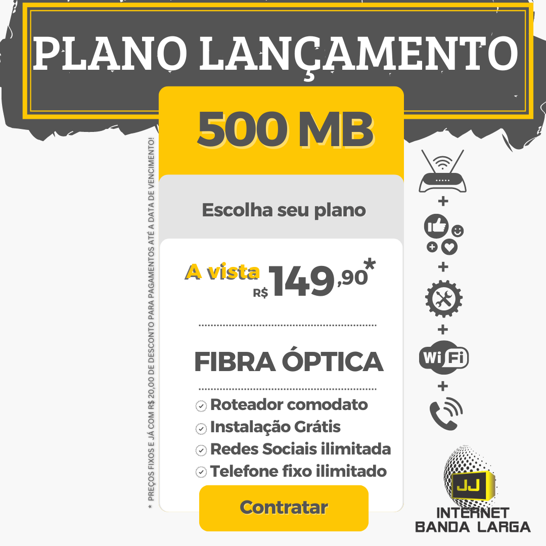 Internet Fibra Ultra 500 Megas por Apenas R$149,90!